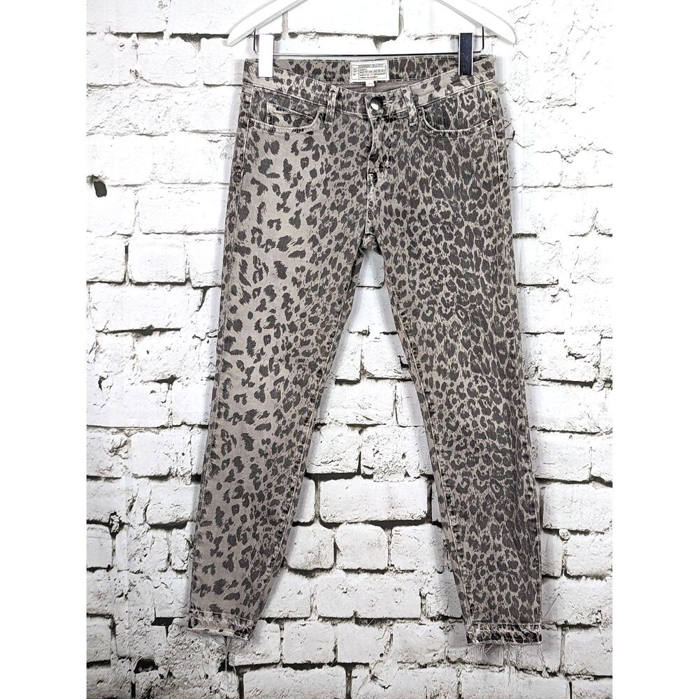 CURRENT/ELLIOTT The Stiletto Grey Leopard with Released Hem Low Rise Size 27